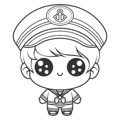 Boy becomes a great sailor, for coloring