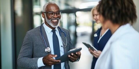 Healthcare professionals collaborate hospital photo modern office close-up teamwork