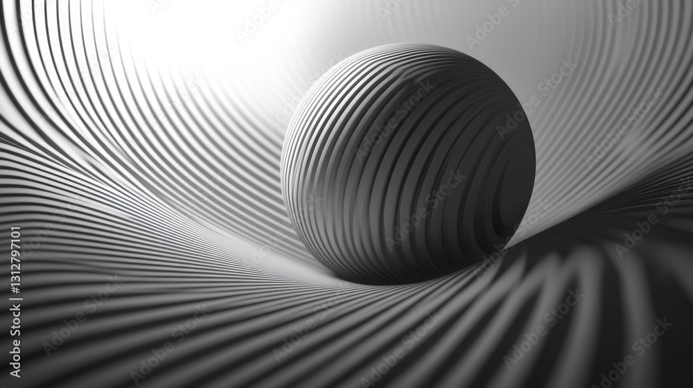 Fototapete An abstract sphere with rounded lines is rendered in 3D, highlighting its smooth, flowing contours and dynamic form.