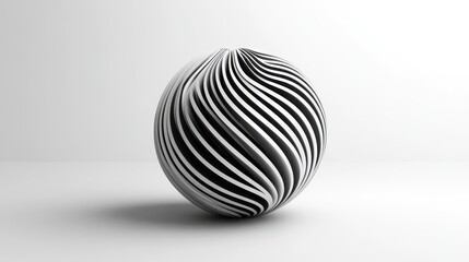 Fototapeta premium An abstract sphere with rounded lines is rendered in 3D, highlighting its smooth, flowing contours and dynamic form.