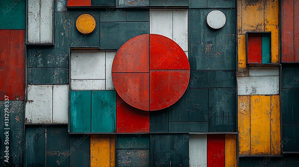 Poster geometric abstract wall art shapes colors texture background design