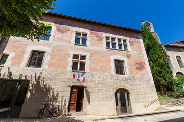 City Hall in Châtillon en Diois, in the Drôme department, southeastern France. Town hall, old mansion built at the end of the 16th century. One of Most Beautiful Villages of France.