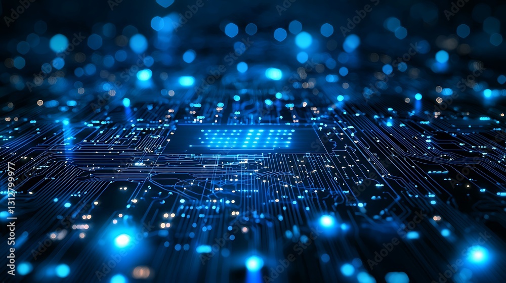 Aufkleber glowing circuit board technology abstract background digital future innovation