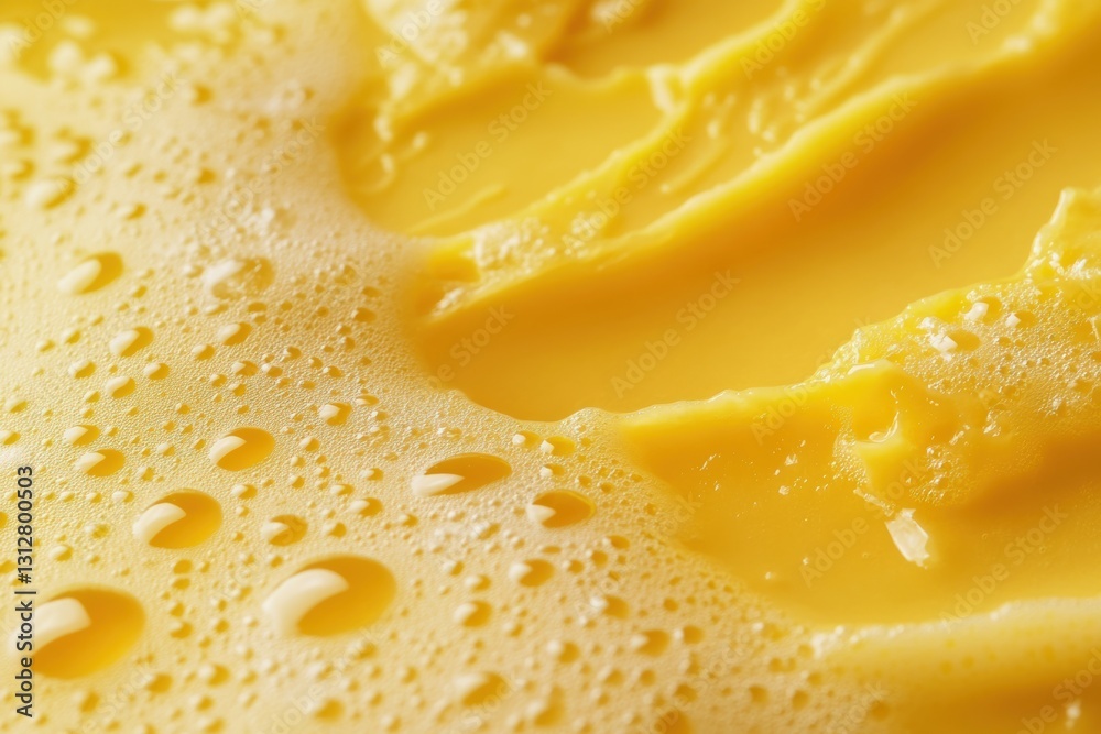 Poster Macro of golden beer with foam and condensation, creating a refreshing visual