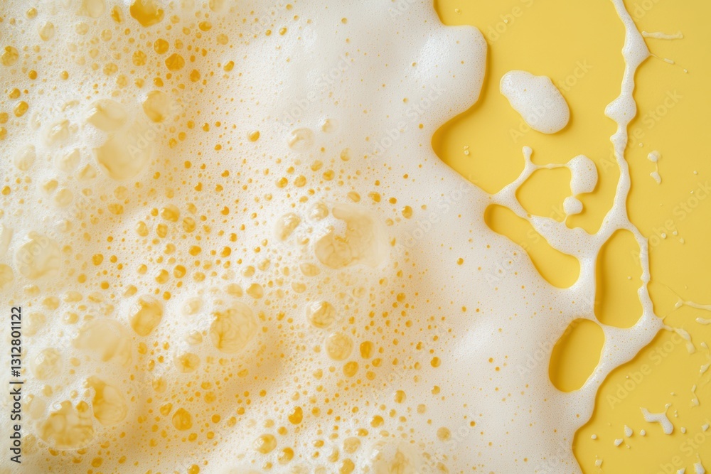 Aufkleber close-up macro photography captures the intricate details of beer foam creating mesmerizing patterns