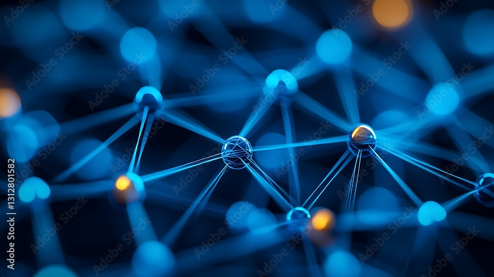 Poster glowing network nodes abstract technology background