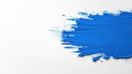 Abstract Blue Paint Stroke on White Background: A Vibrant Textural Masterpiece