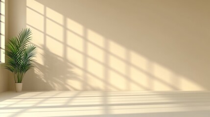 Sunlit Minimalist Interior: A Room Basking in Golden Light