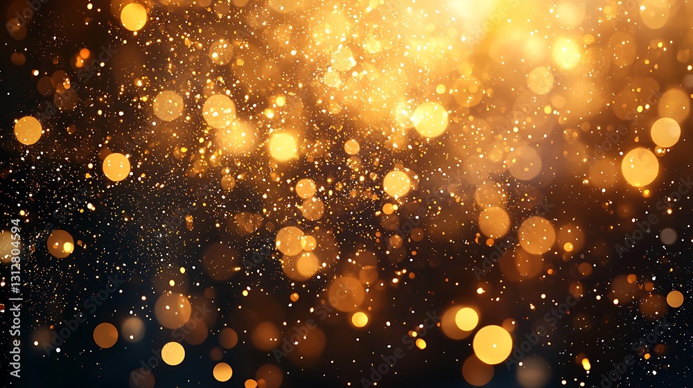 Poster golden bokeh lights dark background sparkle glitter texture