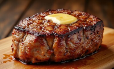 Delicious grilled steak with butter