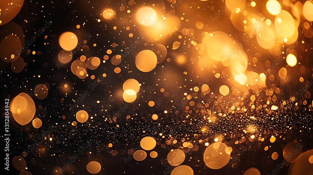 Aufkleber golden bokeh lights sparkle background texture abstract celebration design