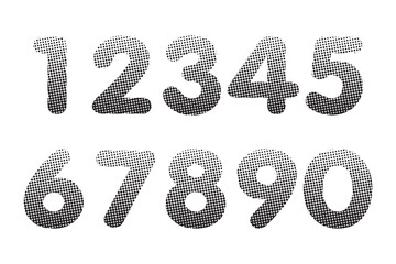 Set of pop art black numbers. Vector illustration. Template elements for greeting card, web design. Mathematics educational children game.