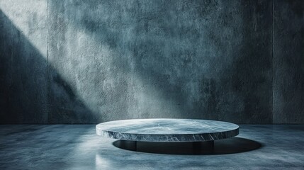 Moody Minimalist Marble Platform in a Concrete Room