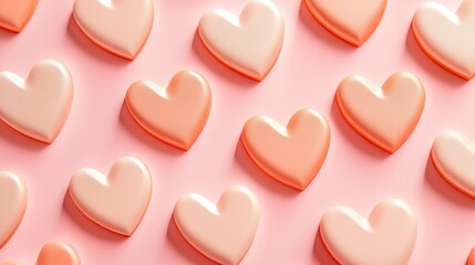 Pastel pink hearts pattern background.