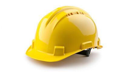 Fototapeta premium One yellow protective helmet isolated on white