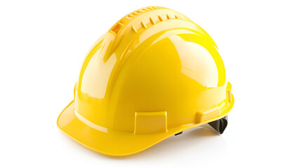 Fototapeta premium One yellow protective helmet isolated on white