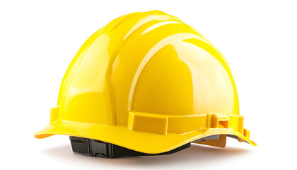 Fototapeta premium One yellow protective helmet isolated on white