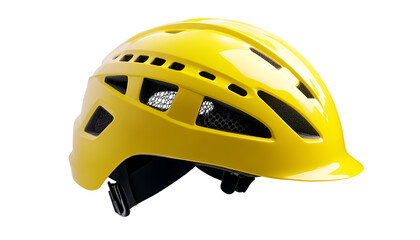 Fototapeta premium One yellow protective helmet isolated on white