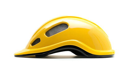 Fototapeta premium One yellow protective helmet isolated on white