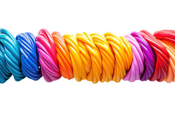 Colorful twisted candy ropes arranged in a vibrant pattern showcasing a variety of hues