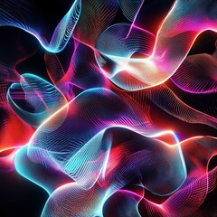 Fototapeta premium Abstract representation of post-surgery recovery, glowing neon lines forming surreal patterns of healing and transformation, futuristic and artistic, ultra-detailed