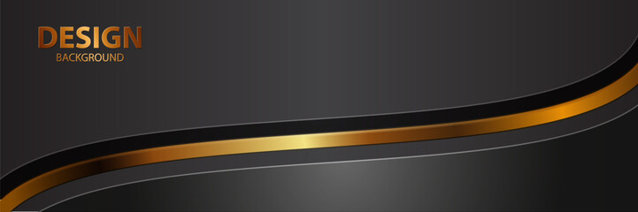 Abstract gold, black wave design background; website banner