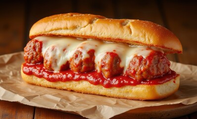 Delicious meatball sub sandwich