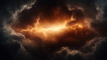 Cosmic Nebula: A Celestial Tapestry of Orange and Brown Hues