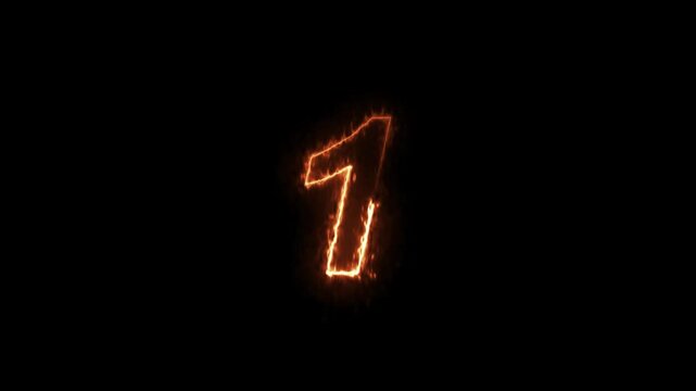 Glowing neon animated number 1. looping trendy glowing neon numeric number 1.Number One colorful lightning energy outline looping on black background in 4k animation design.