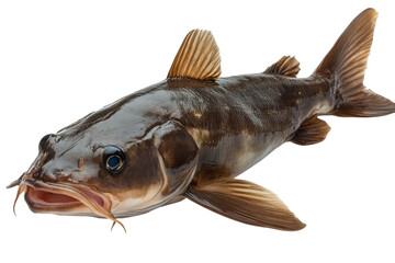 Naklejka premium Close-up of a freshwater catfish showcasing distinct features and textures in a natural setting