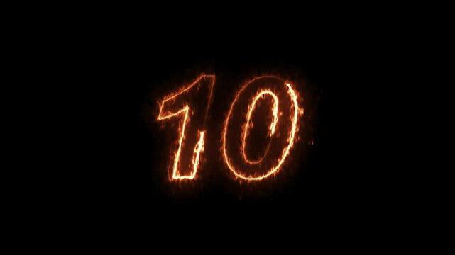 A neon 10 text icon animation features vibrant, glowing letters that flicker and pulse with dynamic color transitions, 10 text animation by cyan color neon on black background.