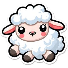 Fototapeta premium cute sheep sticker isolated on white background