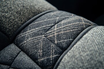 Gray Tweed Upholstery with Quilted Diamond Stitching - Elegant Seating Surface Close-Up Detail for Interior Design Project