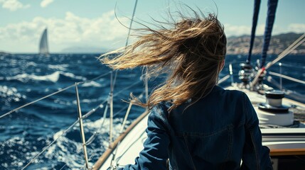 Captivating moments of travel: a girl enjoying ocean waves.