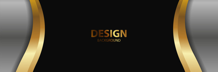 Abstract gold grey black curved design background