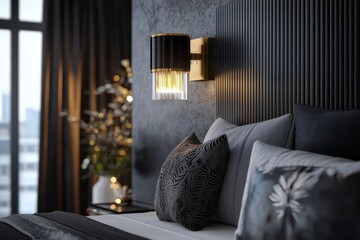 Enhance your nighttime routine with an elegant night light by the bed.