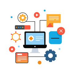 Flat icons for web design illustration isolated on transparent background