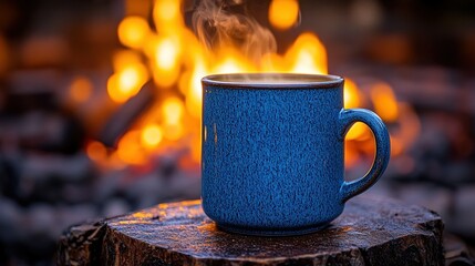 Cozy campfire coffee in the outdoors