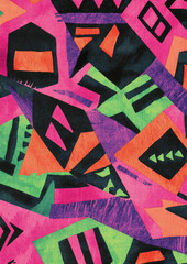 Vibrant 80s Geometric Pattern Fabric