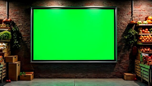 Green Screen in Rustic Market Setting - Perfect for Food & Product Ads