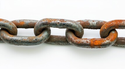 Fototapeta premium Rusty chain links against white background