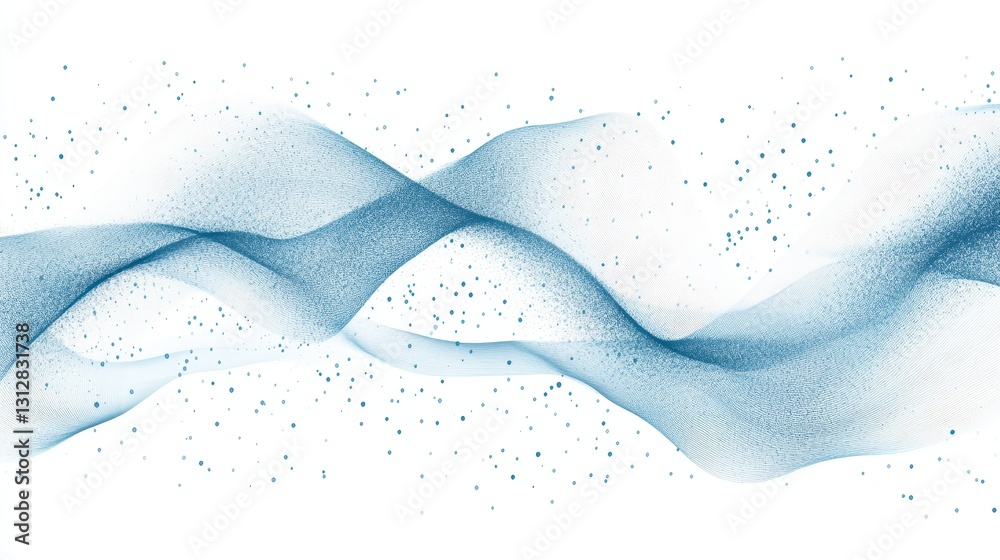 Aufkleber A digital abstract design featuring blue dots and lines, isolated on a white background.