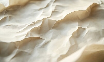 Crumpled Beige Paper Texture with Subtle Light and Shadow