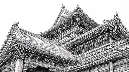 Detailed Drawing of Ancient Chinese Architecture