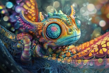 Obraz premium A colorful and imaginative creature with interesting and bright eyes