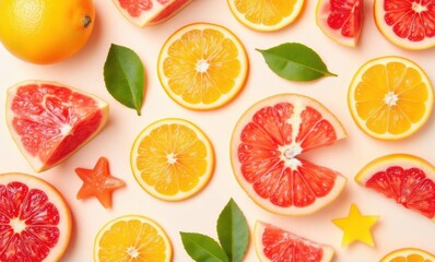 Colorful citrus fruits arrangement