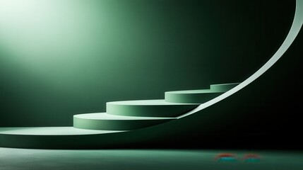 Obraz premium An abstract green studio background featuring a smooth gradient and ample copy space, perfect for product presentation.
