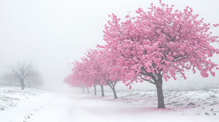  snow-dusted cherry blossoms