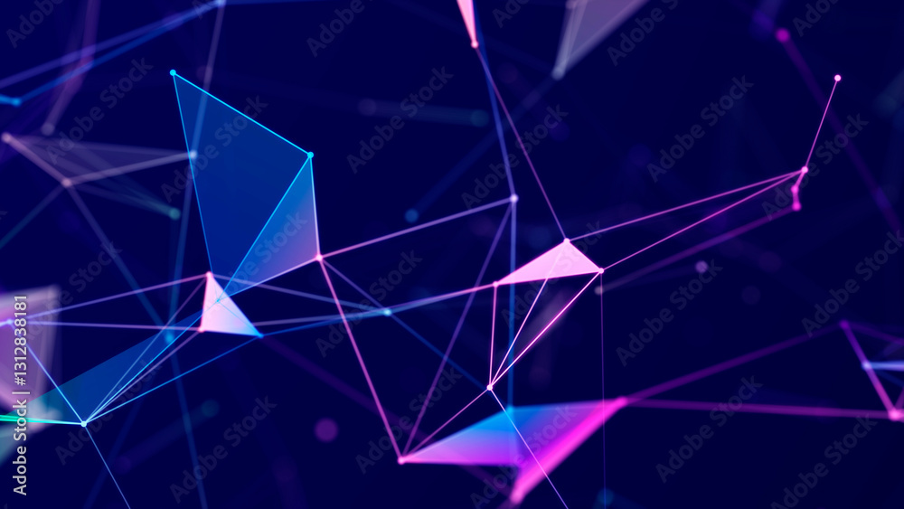 Poster Technology background. Abstract digital combination dots and lines. Network connection structure. 3d Widescreen