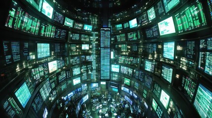 Data Center Control Room at Night